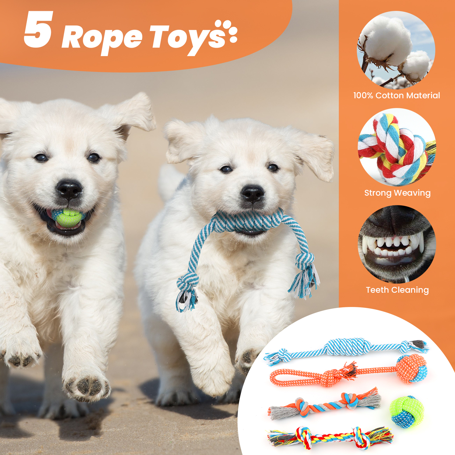 MASBRILL Puppy Chew Toys, 10-Piece Set photo 2