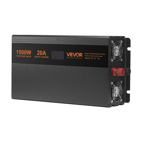 Heavy Duty 1500W Sump Pump Battery Backup with LCD, Auto Switch to Battery & Inverter for Uninterrupted Operation