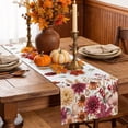 thumbnail image 6 of Red Yellow Orange Fall Table Runner - 90 Inch Long Autumn Floral Botanical Maple Leaf Cotton and Linen Blended Dress Scarves Farmhouse Table Runner for Kitchen Dining, Coffee Table, 13" x 90", 6 of 8