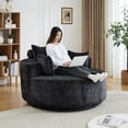 thumbnail image 2 of Leumius 55" Oversized Round Swivel Accent Chair,Upholstered Polyester 360 Degree Swivel Chair for Living Room, Bedroom, Lounge and Projection Room,Black, 2 of 10