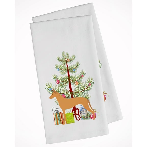Pharaoh Hound Merry Christmas Tree White Kitchen Towel Set of 2 Dish Towels