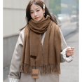 thumbnail image 1 of Bufanda de Cachemira gruesa de Color sólido para mujer, Pashmina grande, chal cálido, envolturas femeninas con borla, Q384 Fivean unisex, 1 of 2