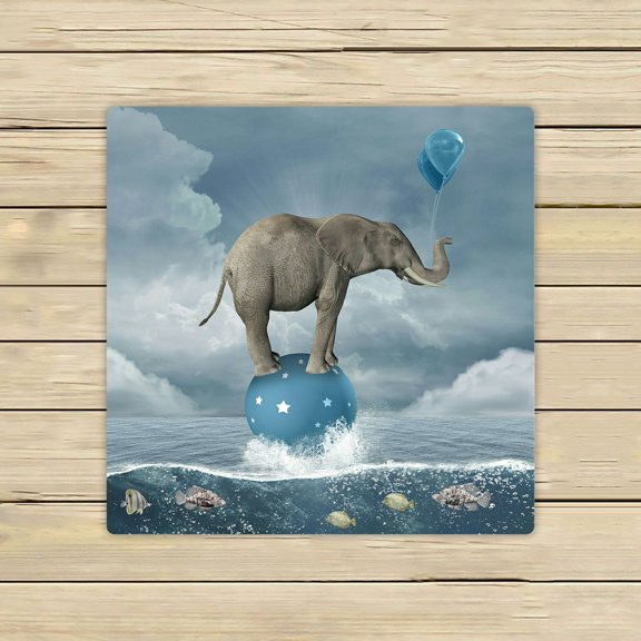 ABPHQTO Surreal Elephant Middle Sea Towels,Beach Bath Pool Sprot Travel Hand Spa Towel 13x13 Inch