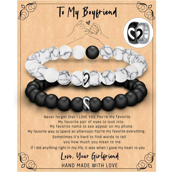 Gifts for Boyfriend, Boyfriend Gifts, Valentines Anniversary Birthday Christmas Engagement Wedding Gifts for Him, Husband, Men, Male, Lover, Matching Bracelets for Couples