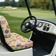 thumbnail image 5 of FUIALDOLG Colorful Floral Print Univesal Seat Covers for Golf Cart Ezgo Ordinary Seats, Breathable Cloth Fashion Appearance Golf Cart Accessories, No Need Detaching Armrests, 5 of 8
