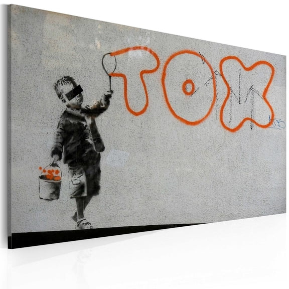 Tiptophomedecor Stretched Canvas Street Art - Banksy: Wallpaper Graffiti - Stretched & Framed Ready To Hang Art