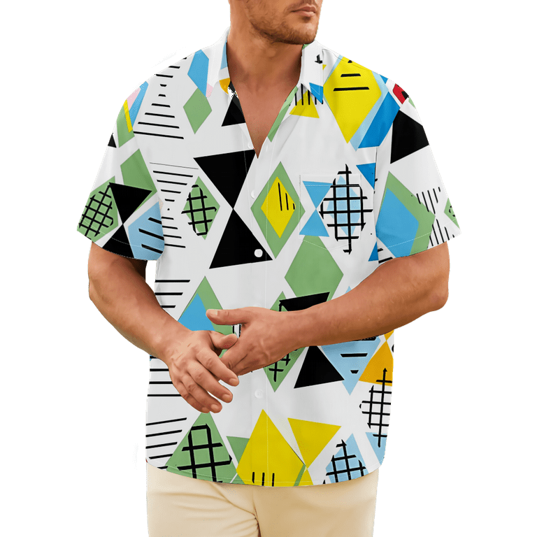Men's Shirt Vintage Retro 80s 90s Geometric Prevalent Soft Attractive  Design Graphic T-Shirt for Adult for Gift to Husbund