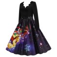 thumbnail image 1 of Fridja Robe Vintage Automne Hiver Manches Longues Col en V Années 1950 Femme au Foyer Soirée Bal, 1 of 8