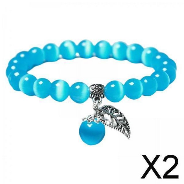 Pulseras de Yoga Fernando 2x de piedra de Gato natural elástica con cuentas de Piedras Preciosas de cristal 2 piezas