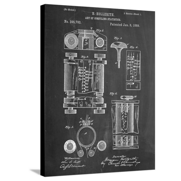 Art.com First Computer Patent 1889 Stretched Canvas Print Wall Art, 24" x 32"