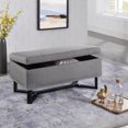 thumbnail image 1 of Emerson Fabric Studded Double Bench Ottoman (Gray), 1 of 3