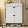 thumbnail image 6 of FANRAL Shoe Cabinet with 2 Flip Drawer & 2 Storage Drawer,Farmhouse Narrow Shoe Rack with Adjustable Shelve & Hook for Entryway,Hallway,White, 6 of 10