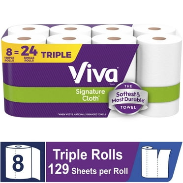 Viva Signature Cloth Paper Towels, 8 Triple Rolls, 129 Sheets per Roll