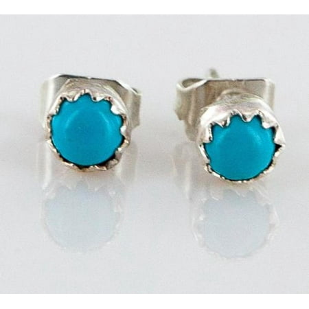 Navajo Turquoise Post - Delicate $50 Retail Tag AUTHENTIC Karen McCray Navajo .925 Sterling Silver Turquoise Stud Native American Earrings