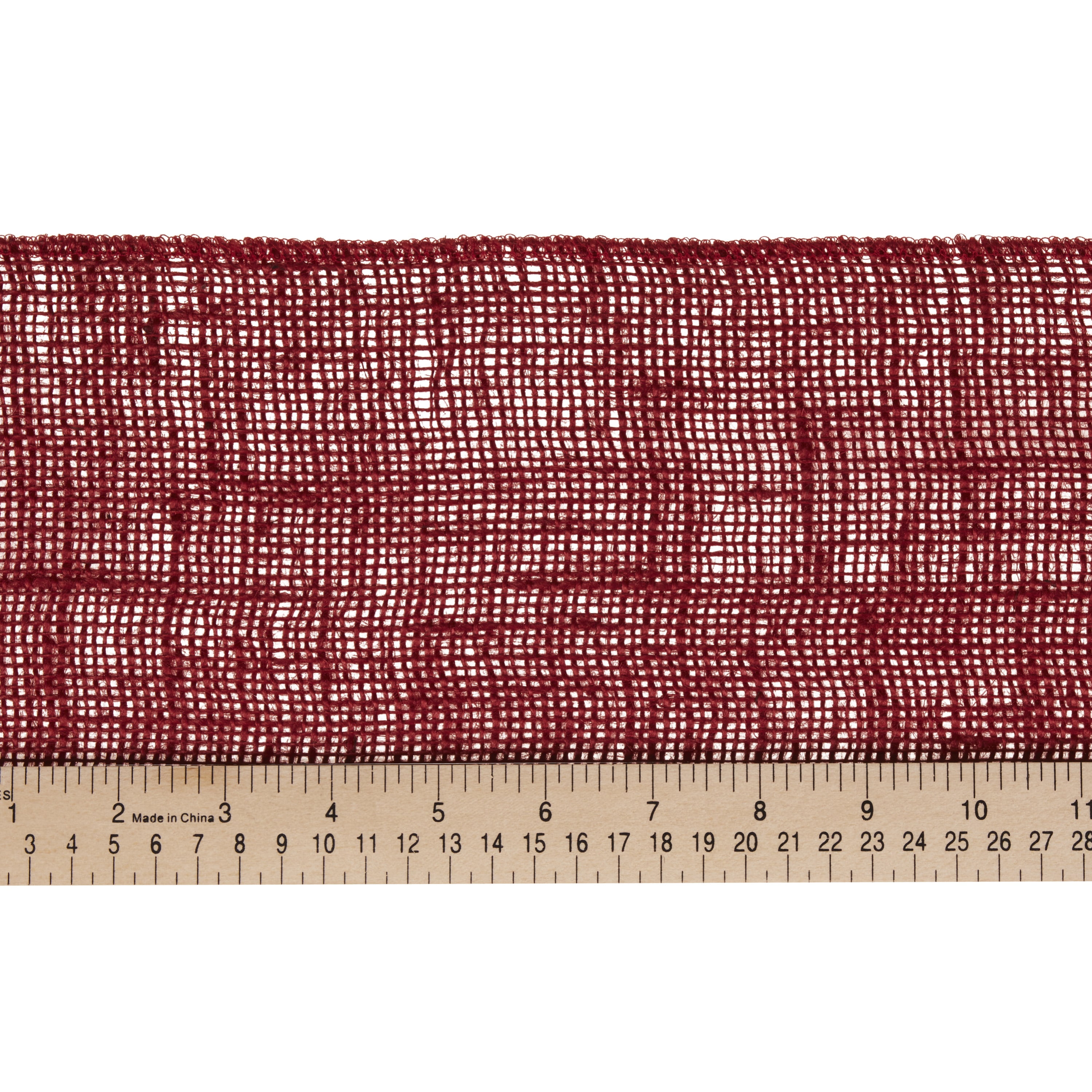 Love, Laugh, Craft Jute Burlap Roll Precut, Finished Edges, 6"W x 5-Yards, Red