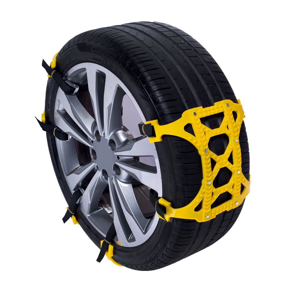 ALEKO Adjustable Emergency AntiSkid Snow Chain Belt Yellow 6 Pack