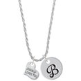 thumbnail image 1 of Delight Jewelry Silvertone Small Jesus Loves You Heart Silvertone Script Initial Disc - B - Charm Necklace, 20"+3", 1 of 4