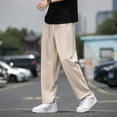 thumbnail image 4 of Mens Casual Loose Straight Pants Sport Gym Yoga Baggy Drawstring Long Trousers, 4 of 11