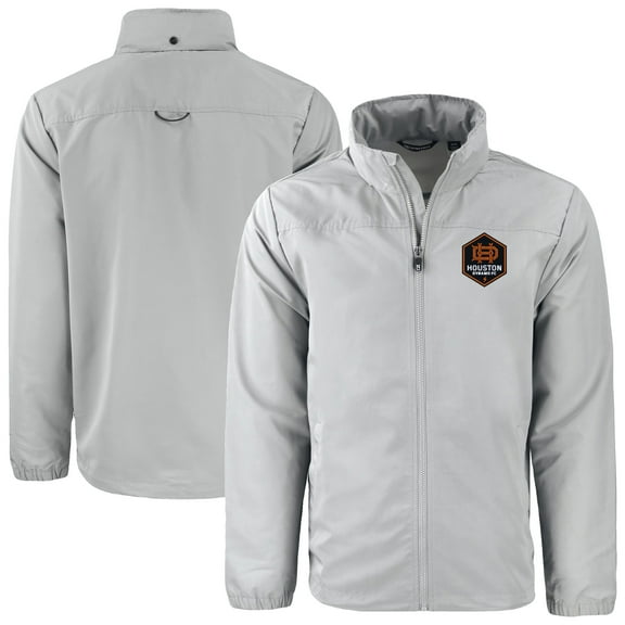 Men's Cutter & Buck  Gray Houston Dynamo FC Big & Tall Charter Eco Knit Recycled Full-Zip Hoodie Jacket