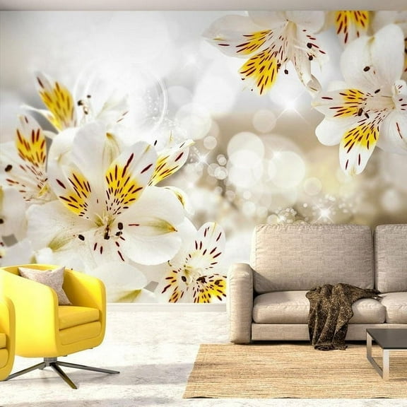 Tiptophomedecor Floral Wallpaper Wall Mural - Sunny Alstroemeria