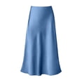 thumbnail image 4 of Yuanlong Womens Skirt Elegant Satin High Waist Ruffle Skirt A Line Flowy Soft Casual Daily Party Dating Vacation Maxi Skirt, 4 of 5