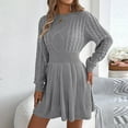 thumbnail image 5 of adviicd Women's Knit Dress Long Sleeve Round Neck Short Sweater Dress Stretchy Casual Lounge Dress Winter Fashion Clothes (Grey, M), 5 of 8