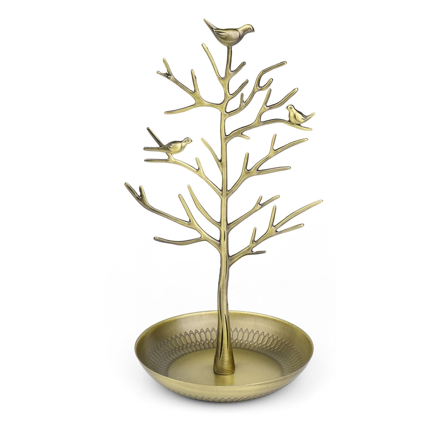 Jewelry Display Stand, Earring Necklace Holder Tree Tower Rack Hanging Organizer - Ideal for Bangles Pendants Anklet (Brass)