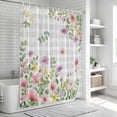 thumbnail image 6 of Pink Purple Flower Bathroom Shower Curtains with 12 Hooks Polyester Waterproof Shower Curtain for Stalls and Bathtubs Spring Country Floral Leaf Grey Plaid Decorative Bathroom Curtain 36x72 Inches, 6 of 8
