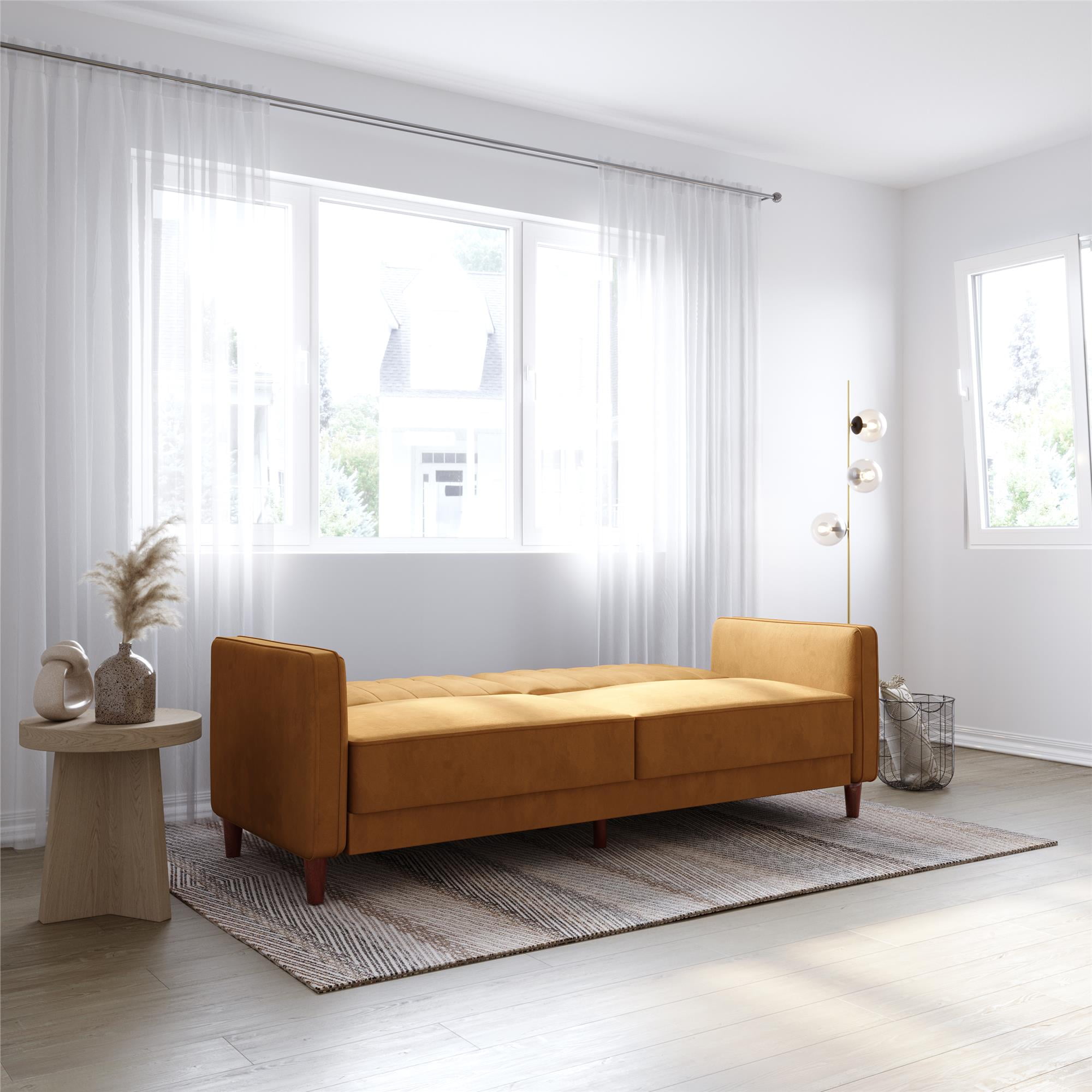 DHP Pin Tufted Transitional Futon, Rust Velvet  (图2)