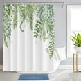 thumbnail image 2 of Sage Green Leaves Shower Curtain for Bathroom Tropical Leaf Greenery Botanical Eucalyptus Leaves Watercolor Minimalist Fabric Waterproof Shower Curtain with 12 Hooks, 72x72 Inch, 2 of 6