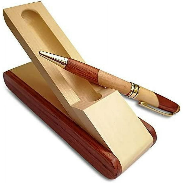 Luxury Wooden Ballpoint Pen Gift Set with Business Pen Case Display, Nice  Writing Pen with Box and Gel Ink Refills Fancy Business Wood Pen Stand for