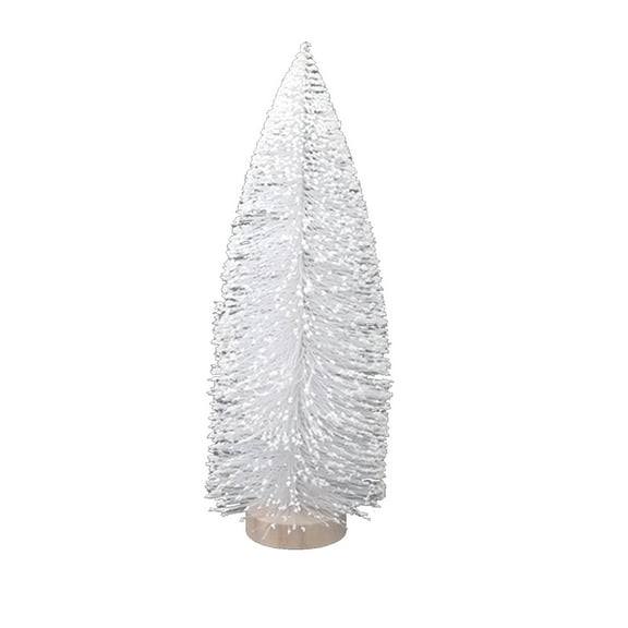 Beautynvta White Mini Christmas Tree, 9.84'' Artificial Christmas Mini Tabletop Bottle Brush Tree with Wooden Base for Christmas Decor Party Home Table Craft Decorations