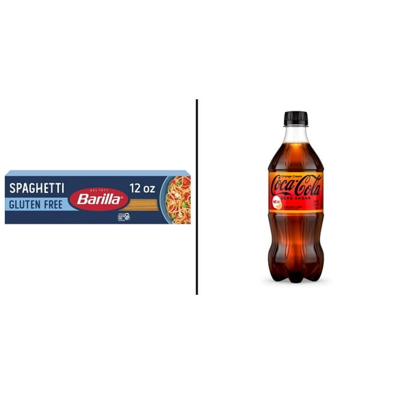 Barilla Gluten Free Spaghetti Pasta 12 oz & Coca-Cola Zero Orange Cream 20 oz