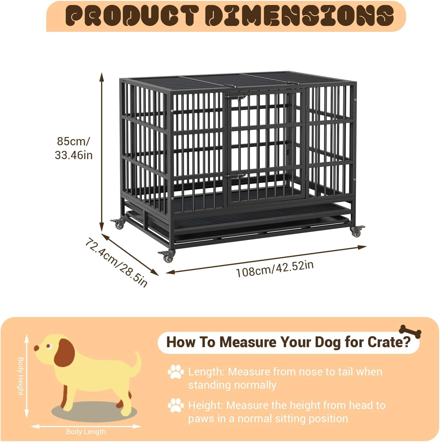 Accreate Easy Assembly Heavy Duty Dog Crate - Portable and Secure Cage for Your Pet