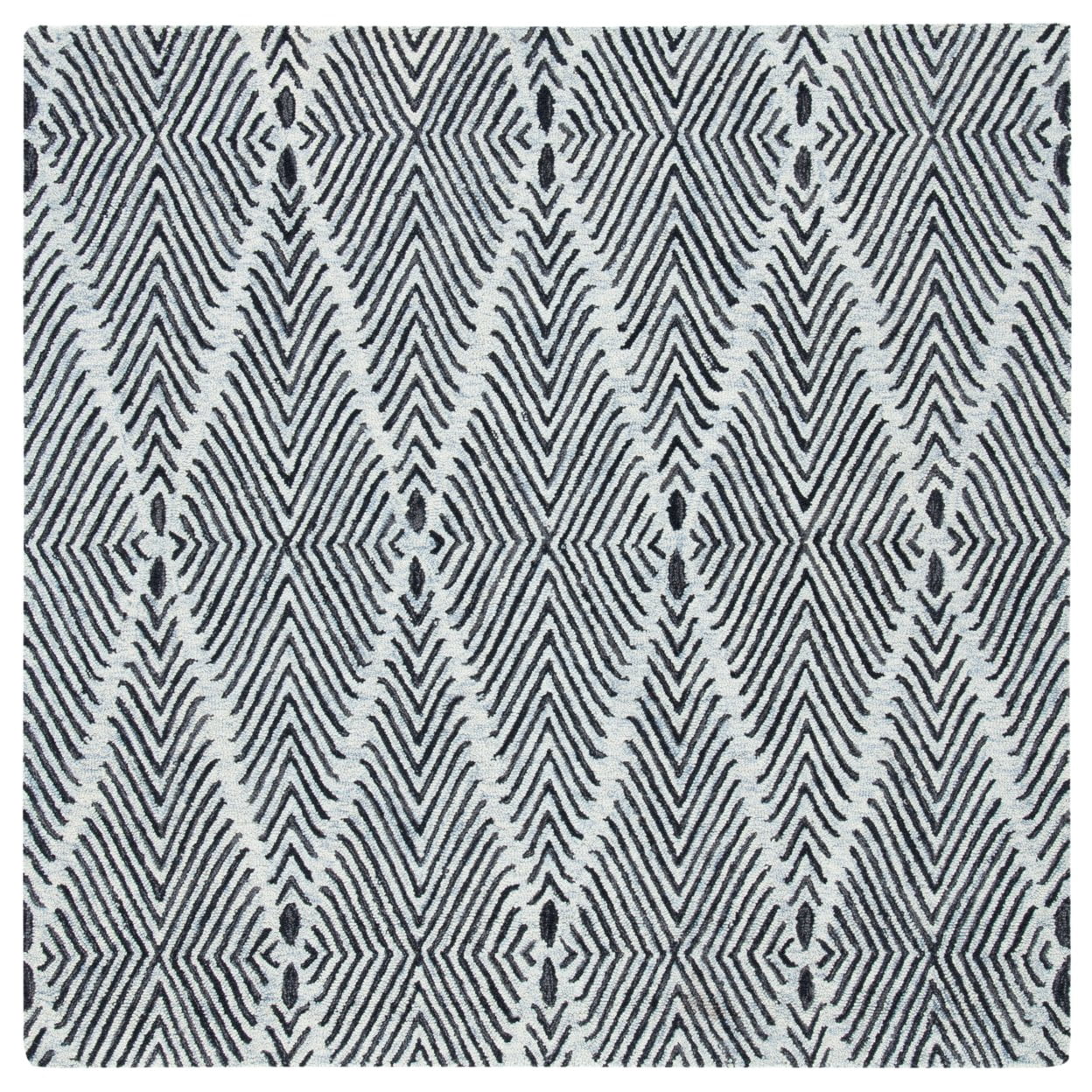 SAFAVIEH Micro-Loop Angelica Diamond Area Rug, Light Blue/Charcoal, 8' x 10'