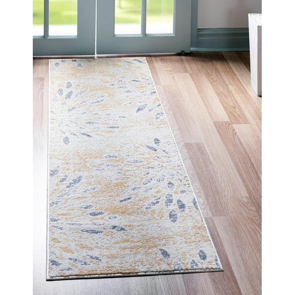 Rugs.com Charleston Collection Rug – 6 Ft Runner Yellow Low-Pile Rug Perfect For Hallways, Entryways