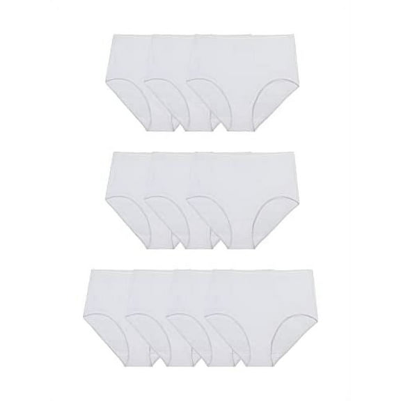Fruit of the Loom womens Tag Free Cotton Panties Regular Plus Size Briefs, Plus Size Brief - 10 Pack White, 13 US