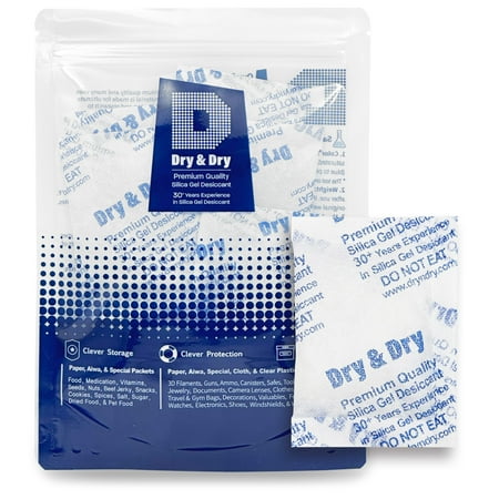

20 Gram [30 Packs] Dry & Dry Premium Silica Gel Packets Desiccant Dehumidifiers - Rechargeable Fabric