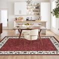 thumbnail image 4 of 10x13 Area Rugs for Living Room Washable Vintage Floral Pattern Large Bedroom Rugs Indoor Modern Geometric Bordered Rug Soft Non-Slip Under Table Carpet for Dining Room Apartment Office, Red, 4 of 9