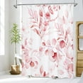 thumbnail image 2 of Pink Spring Floral Shower Curtain, Modern Plants Botanical Fabric Cloth Shower Curtains for Chic Elegant Bathroom Decor, Summer Watercolor Eucalyptus Leaf, 72x72, 2 of 6