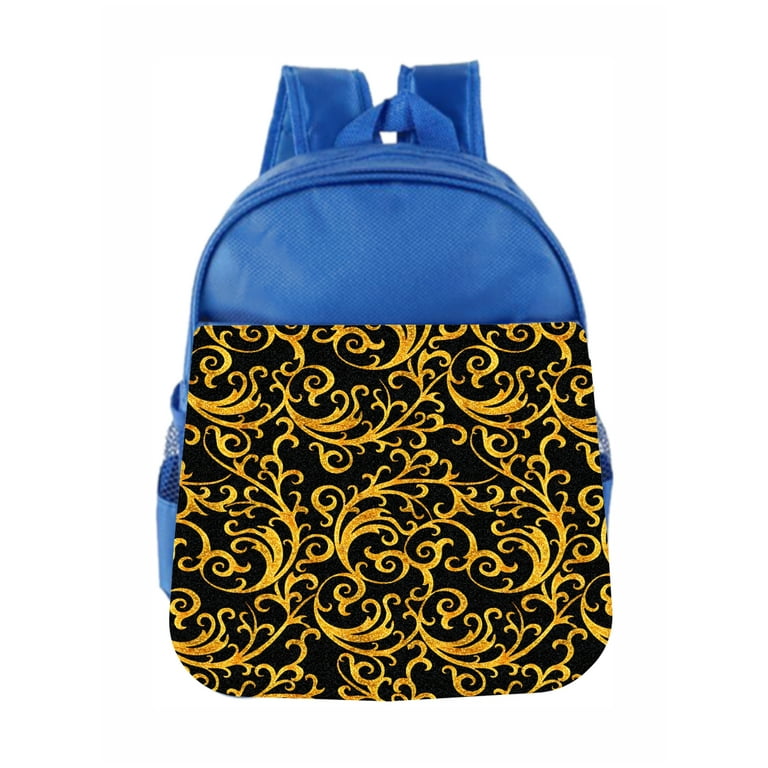 Kids' Printed Gold Canvas Backpack In Black