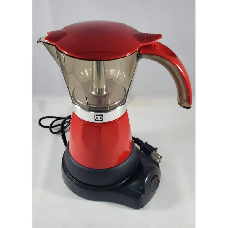 Bene Casa Red Portable Electric Espresso Maker 3 or 6 Cups/Cafetera Roja  Portable Electrica Espresso de 3 o 6 Tasas
