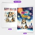 thumbnail image 2 of Happy New Year with Shetland Sheepdog Fireworks Holiday Xmas Winter 2025 5x7in Folded Greeting Card Sheltie Dog Lover Gifts Single Note Card with Envelope - 00025, 2 of 5