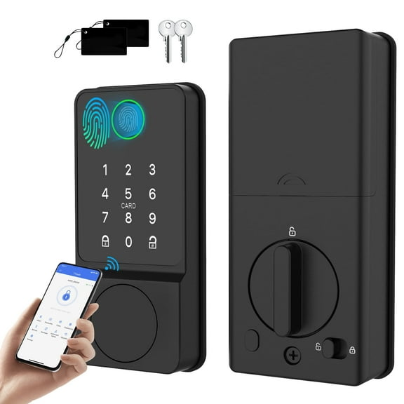 Mutak Smart Door Lock 6-in-1 Keyless Entry Door Lock With Touchscreen Keypad, Weatherproof, Wifi APP Remote Control&Bluetooth, For Home,Apartment,Office and Garages,Black