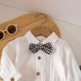thumbnail image 7 of Rggeeun Baby Boys' Clothing Sets Bow Button Down Long Sleeve Lapel Collar Bodysuits & Cute Plaid Graphic Overalls 2 Piece Outfits Fall Matching Sets Travel Versatile,Black,6-9 Months, 7 of 7