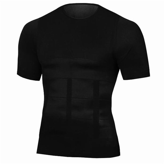 Mens Compression Shirt Undershirt Slimming Tank Top Workout Vest Abs Abdomen Slim Body Shaper black M