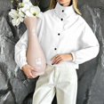 thumbnail image 4 of FRSASU Cropped Windbreaker Jacket for Women Stand Collar Button Up Short Coat with Side Pockets and Elastic Cuffs White, 4 of 5