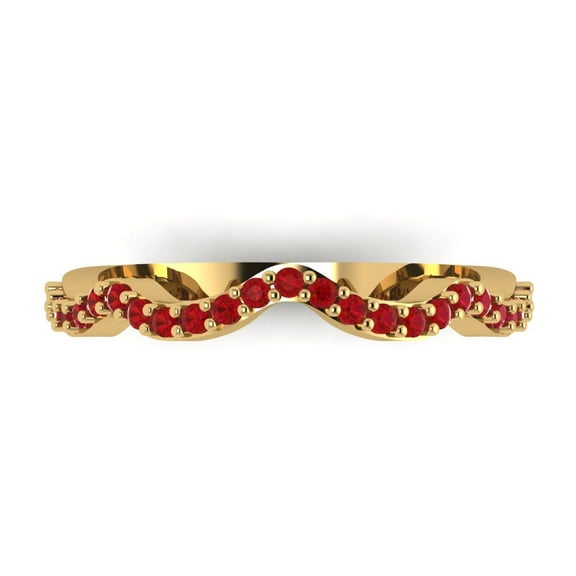 0.23 ctw Wedding Band for Women - 18K Yellow Gold Simulated Ruby Stackable Eternity Ring