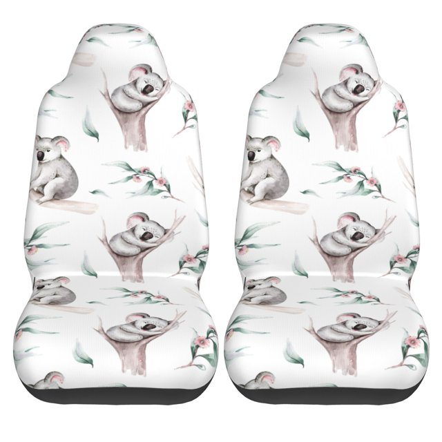 LAKIMCT Cartoon Koala Car Seat Covers Vehicle Front Seat Covers Universal Fit Seat Protector