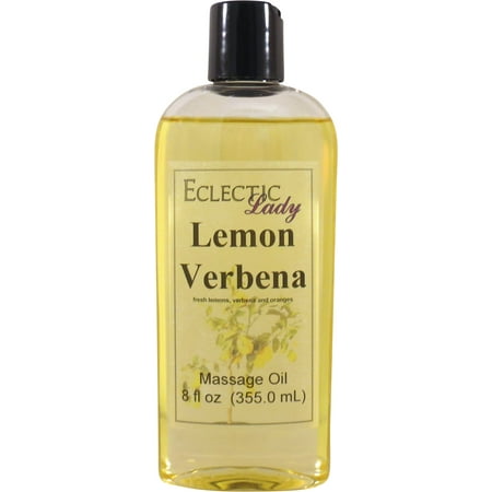 Lemon Verbena Massage Oil by Eclectic Lady, 8 oz, Sweet Almond Oil and Jojoba Oil